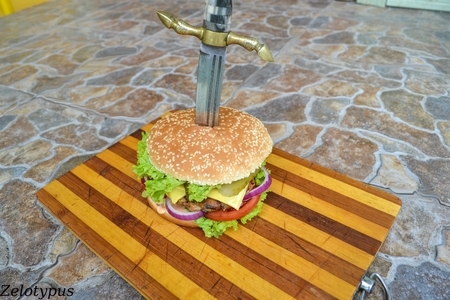 Фото к рецепту: Гамбургер с куриной котлетой