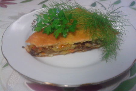 Фото к рецепту: Закрытый грибно-овощной пирог