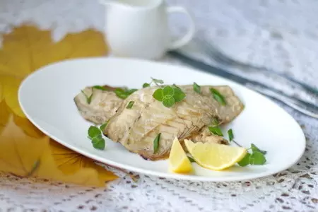 Скумбрия "копченная" на зеленом чае с мятой