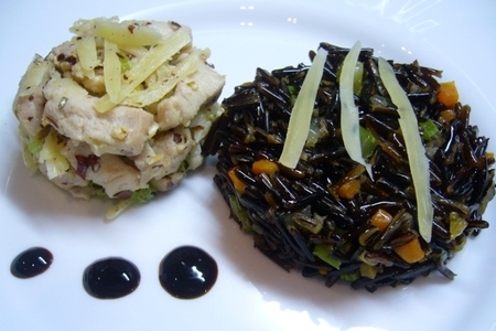 Куриный салат с черным рисом