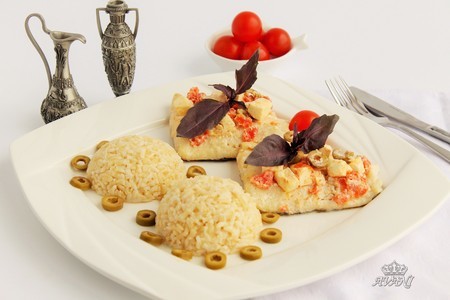 Рис с рыбой "судак в римском стиле"  за 35 минут