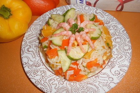 Рис индика с апельсином, овощами и креветками за 20 минут