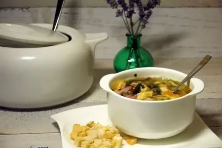 Быстрый супчик с яичными блинчиками
