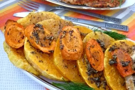 Запечённые овощи к нежной курочке