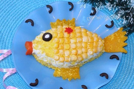 Детский салат "золотая рыбка"