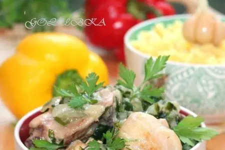 Азербайджанский плов с курицей и зеленью