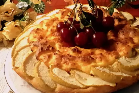 Пирог с творогом и с фруктами (диетический обед выходного дня)