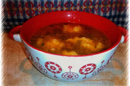 Суп "простецкий" из покупной говяжей тушенки с галушками