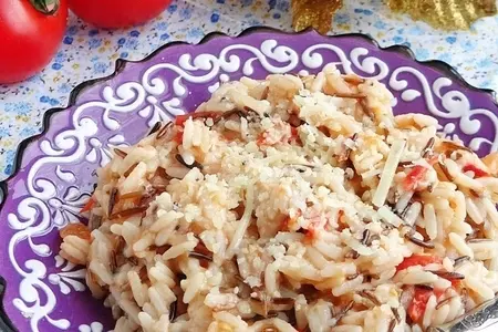 Рис с помидорами и пармезаном