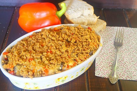 Фото к рецепту: Кассероль с рисом и овощами