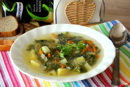 Зеленый постный суп с кускусом