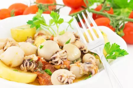 Соте из овощей с морепродуктами