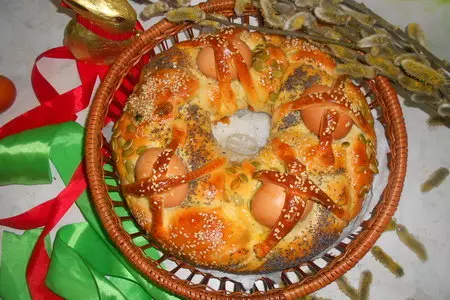 Пасхальная коса с начинкой по рецепту сары папа
