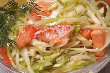 Фото к рецепту: Очень вкусный салат капустный проще не бывает. рецепт просят все! 