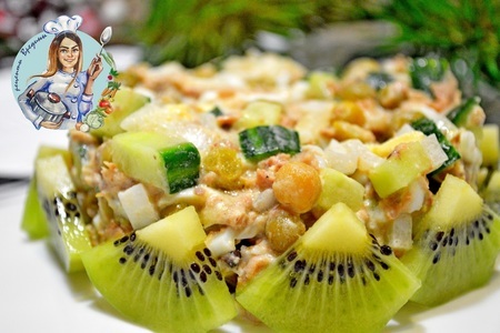 Фото к рецепту: Салат с тунцом и горошком.