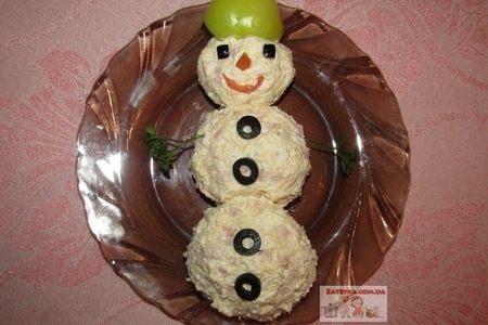 Новогодний салат «снеговик» 