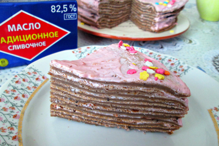Шоколадный блинный торт с нежным творожным кремом