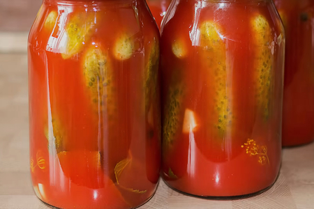 Фото к рецепту: Хрустящие маринованные огурчики – кровавая мэри