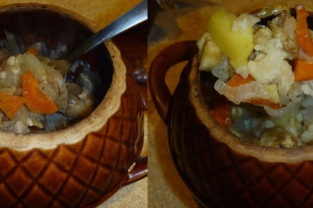 Гречневая каша с грибами в горшочке + овощи.Блюда для поста.