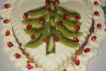 Творожно-желейный десерт с персиками