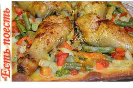 Фото к рецепту: Курица с овощами на съедобной тарелке