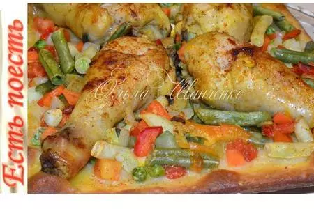 Курица с овощами на съедобной тарелке