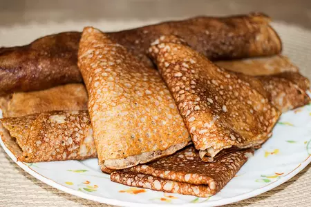 Блины с мясом на ржаной муке