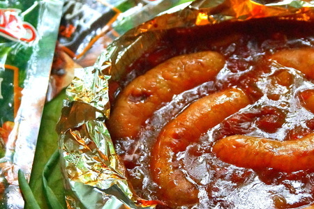 Колбаски в кисло-сладком соусе на гриле #махеевънаприроде