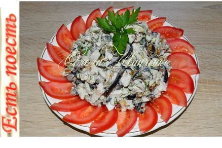 Фото к рецепту: Салат лилек с баклажанами 