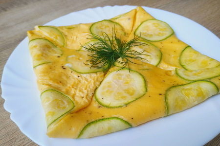 Фото к рецепту: Завтрак в духовке из кабачков, яиц и сыра