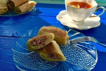 Блины с ветчиной и сыром