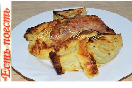 Фото к рецепту: Британская кухня - "жаба в норе" -  сосиски, запечённые в кляре