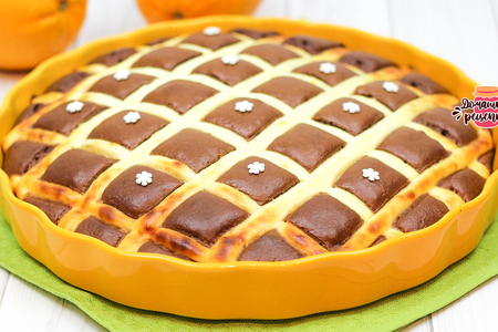 Фото к рецепту: Шоколадно-творожный пирог "стеганое одеяло"