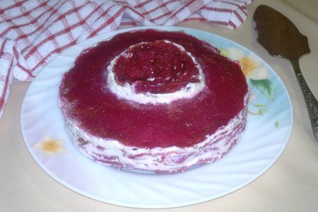Блинный мини - торт "роза"