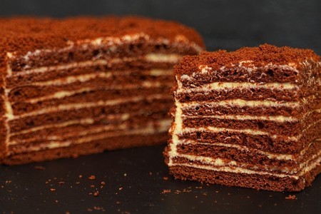 Шоколадно-медовый торт "спартак" самым быстрым способом (без раскатки коржей)