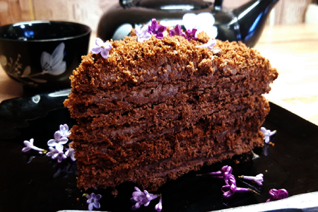 Фото к рецепту: Торт медовик - шоколадный