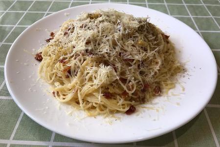 Карбонара из пасты capellini