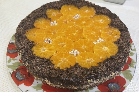 Пирог песочно-желейный с мандаринами