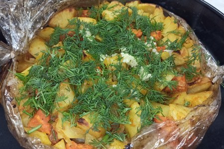 Ленивая картошка запеченная в рукаве, постное блюдо