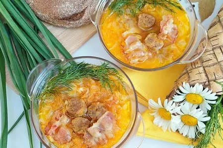Щи с беконом и колбасками #литкухня #кулинар