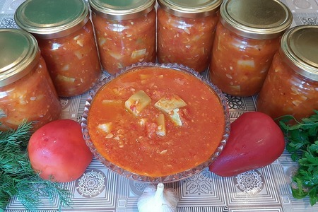 Салат из кабачков в томатном соусе на зиму