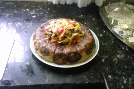Рисовый пудинг с зел. горошком и баклажанами