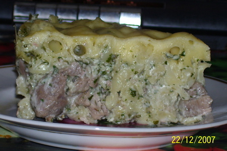 Фото к рецепту: Запеканка из макарон со свининой