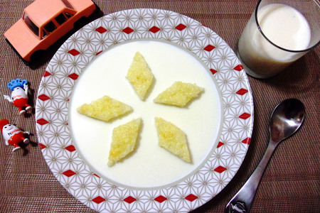 Фото к рецепту: Молочный суп с запеченным рисом #блюдосизюминкой