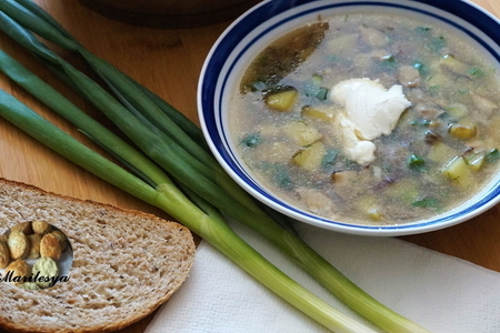 Фото к рецепту: Ароматный летний суп с грибами без всяких зажарок, за 15 минут