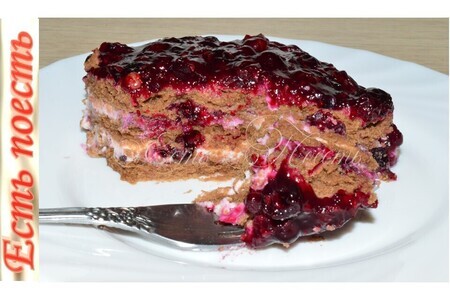 Фото к рецепту: Торт ягодный без выпечки 