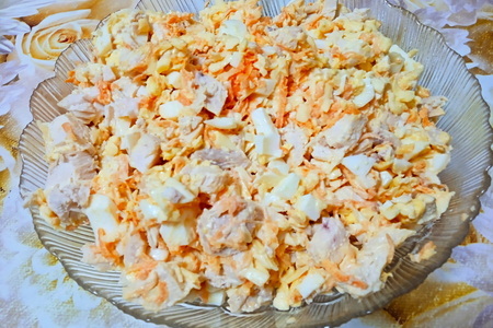 Фото к рецепту: Салат из курицы с плавленым сыром