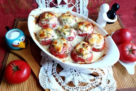 Помидоры фаршированные грибами, фаршем и кускусом