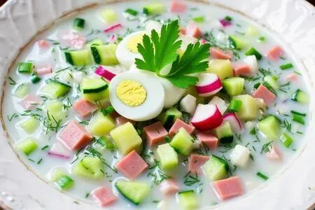 Окрошка со свежим огурцом