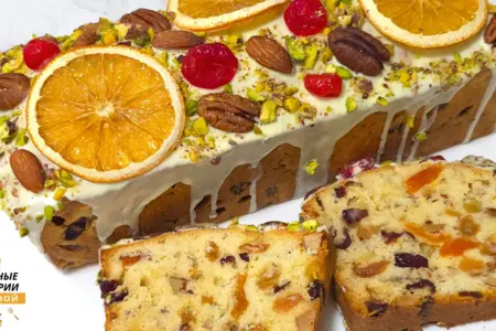 Фото: Миндальный кекс с пьяными сухофруктами и орехами Миндальный кекс с пьяными сухофруктами и орехами